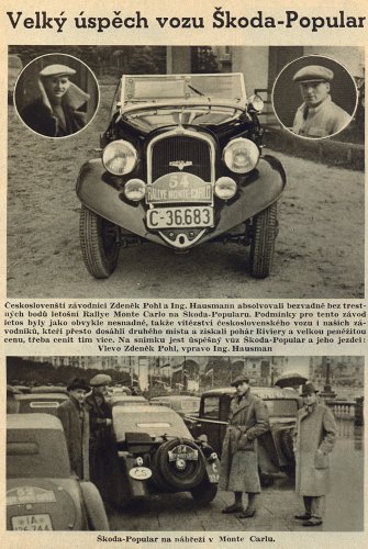 Pestrý týden 1936. Úspěch československé posádky na Rallye Monte Carlo