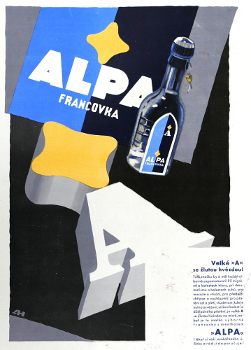 Alpa francovka, velké „A“ se žlutou hvězdou