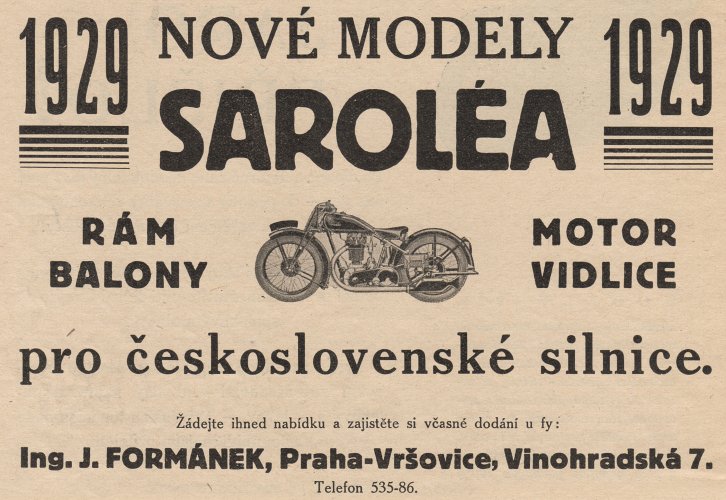 Saroléa - nejlepší motocykly pro československé silnice